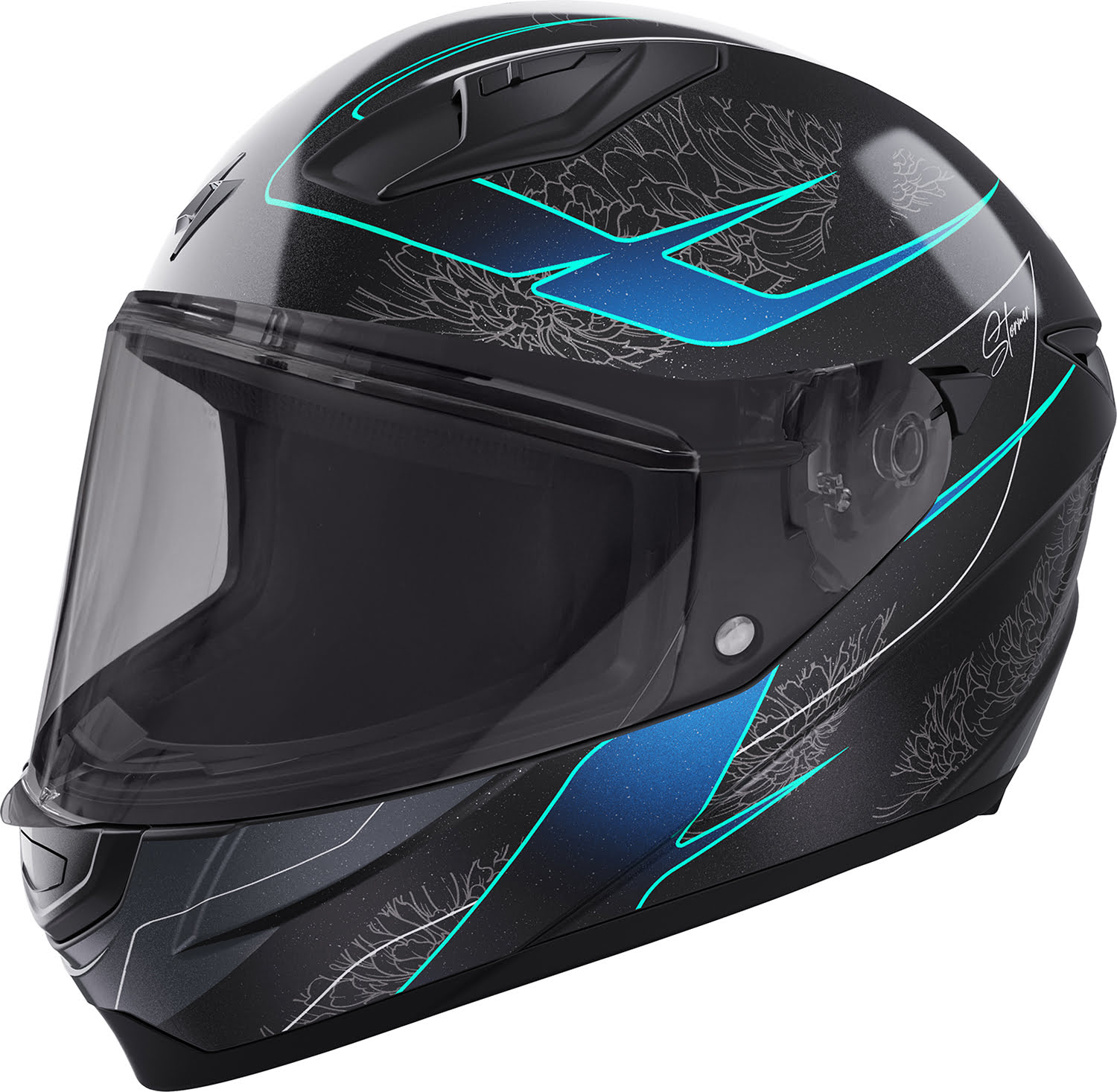 Capacete STRIKE BLOSSOM Azul / Turquesa Mate STORMER 