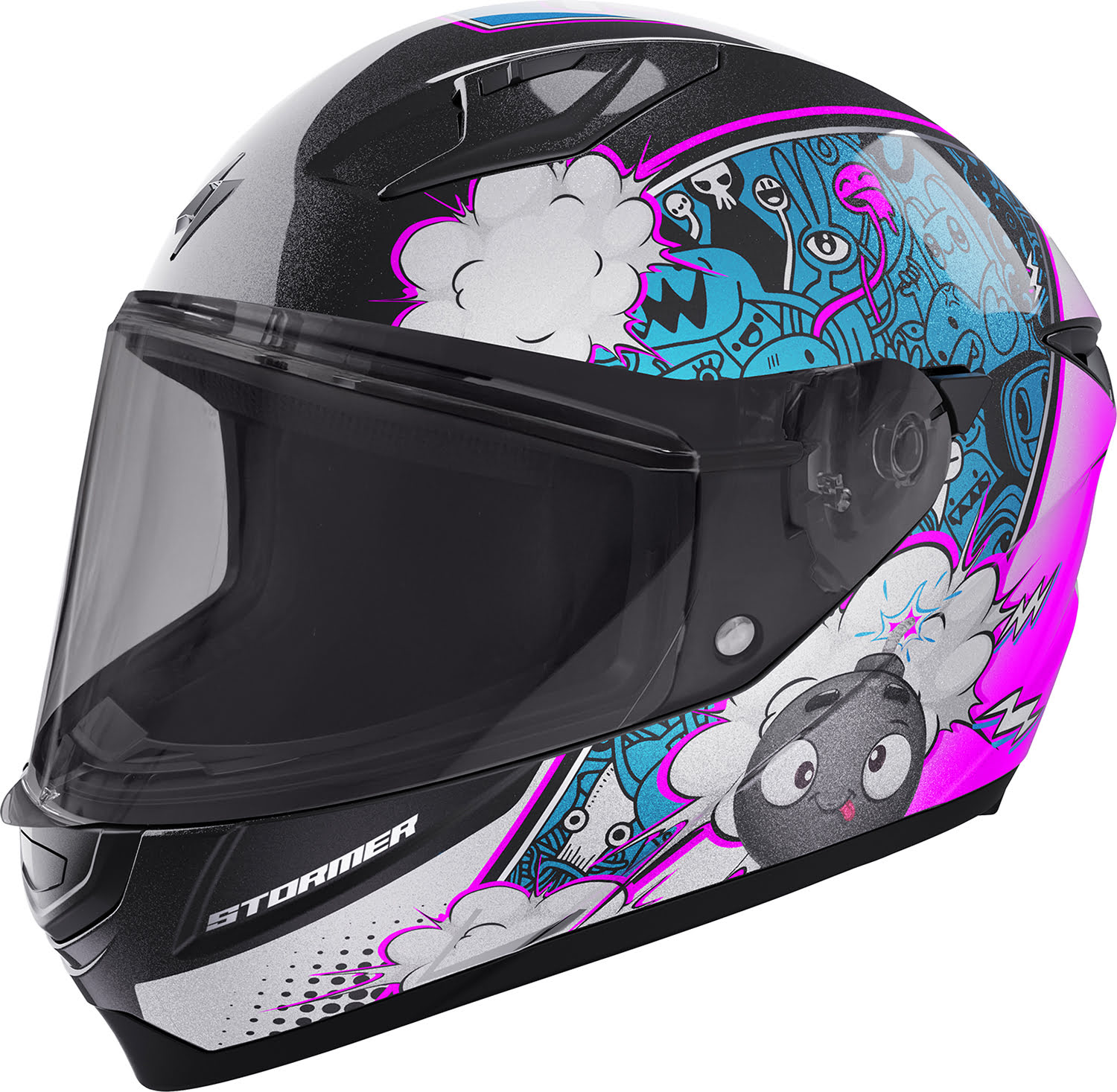 Capacete Criança STRIKE BOOM Azul / Rosa Pérola STORMER 