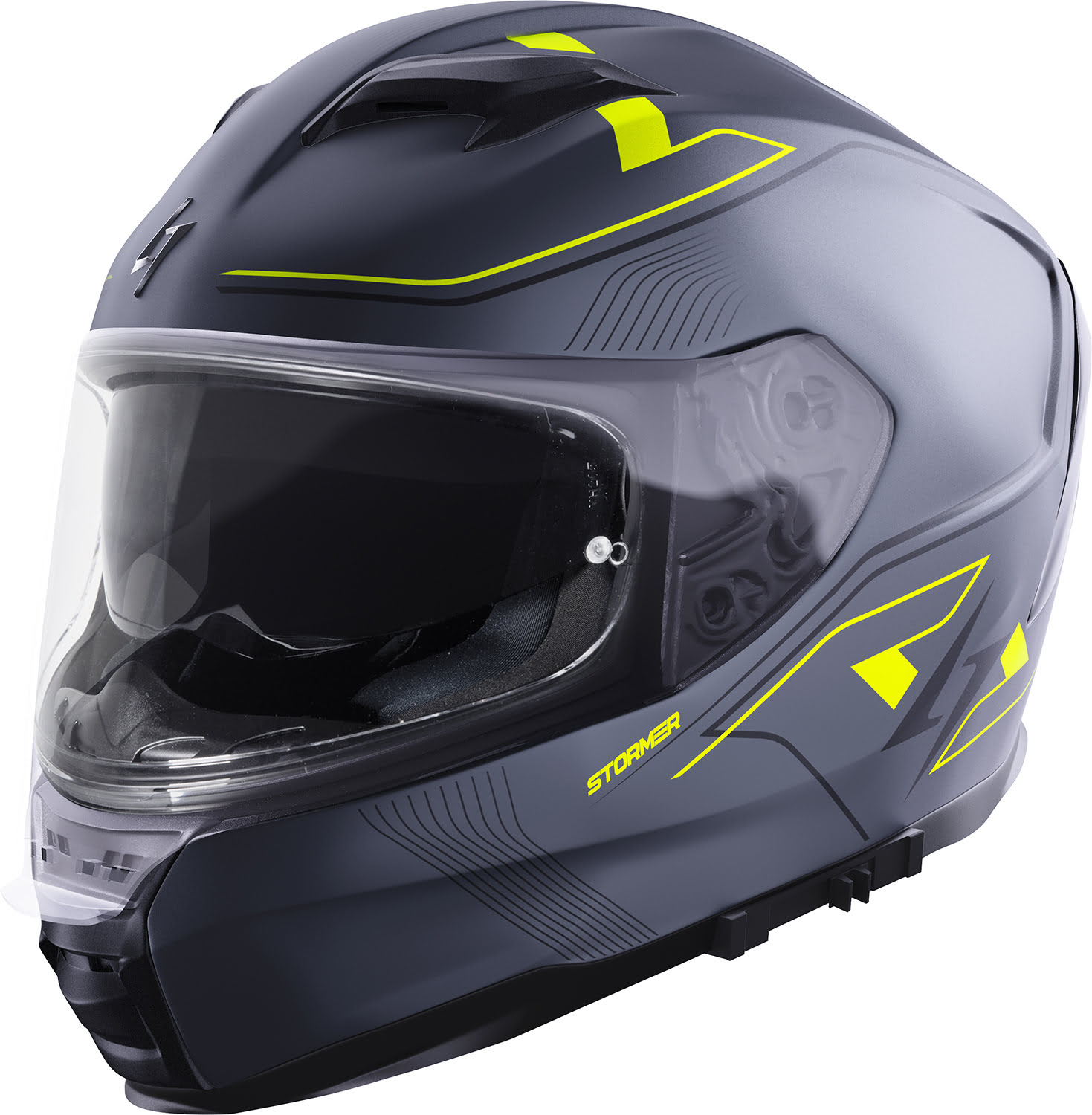 Helmet ZS 1001 TAKEN Grey / Neon Yellow Metal Matt STORMER 