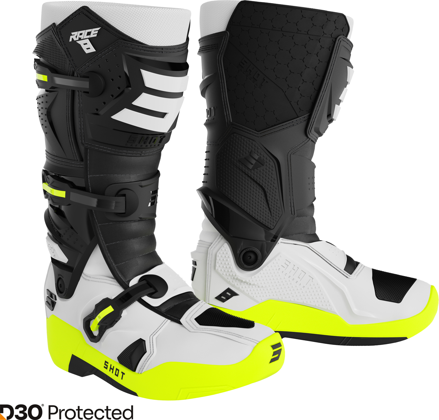 BOOTS RACE 8 BLACK_WHITE_NEON_YELLOW SHOT 