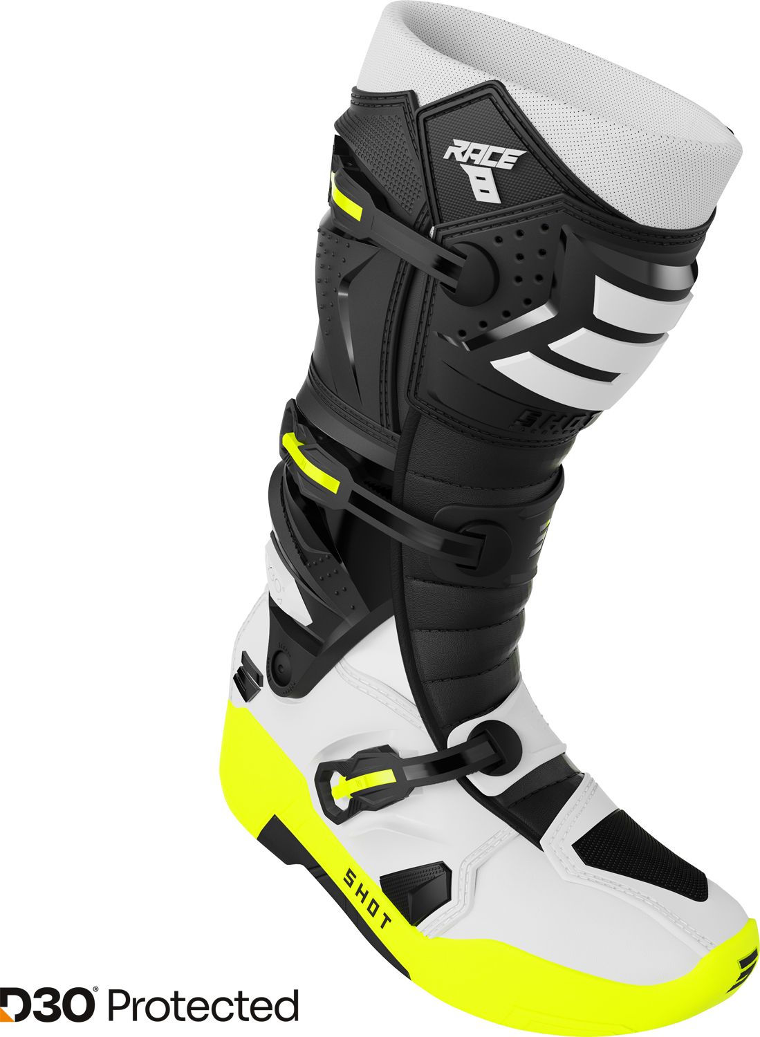 BOOTS RACE 8 BLACK_WHITE_NEON_YELLOW SHOT 
