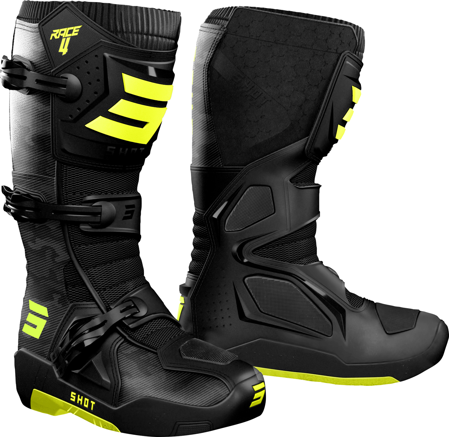 Botas RACE 4 TACTIC Pretas / Amarelas Neon SHOT 