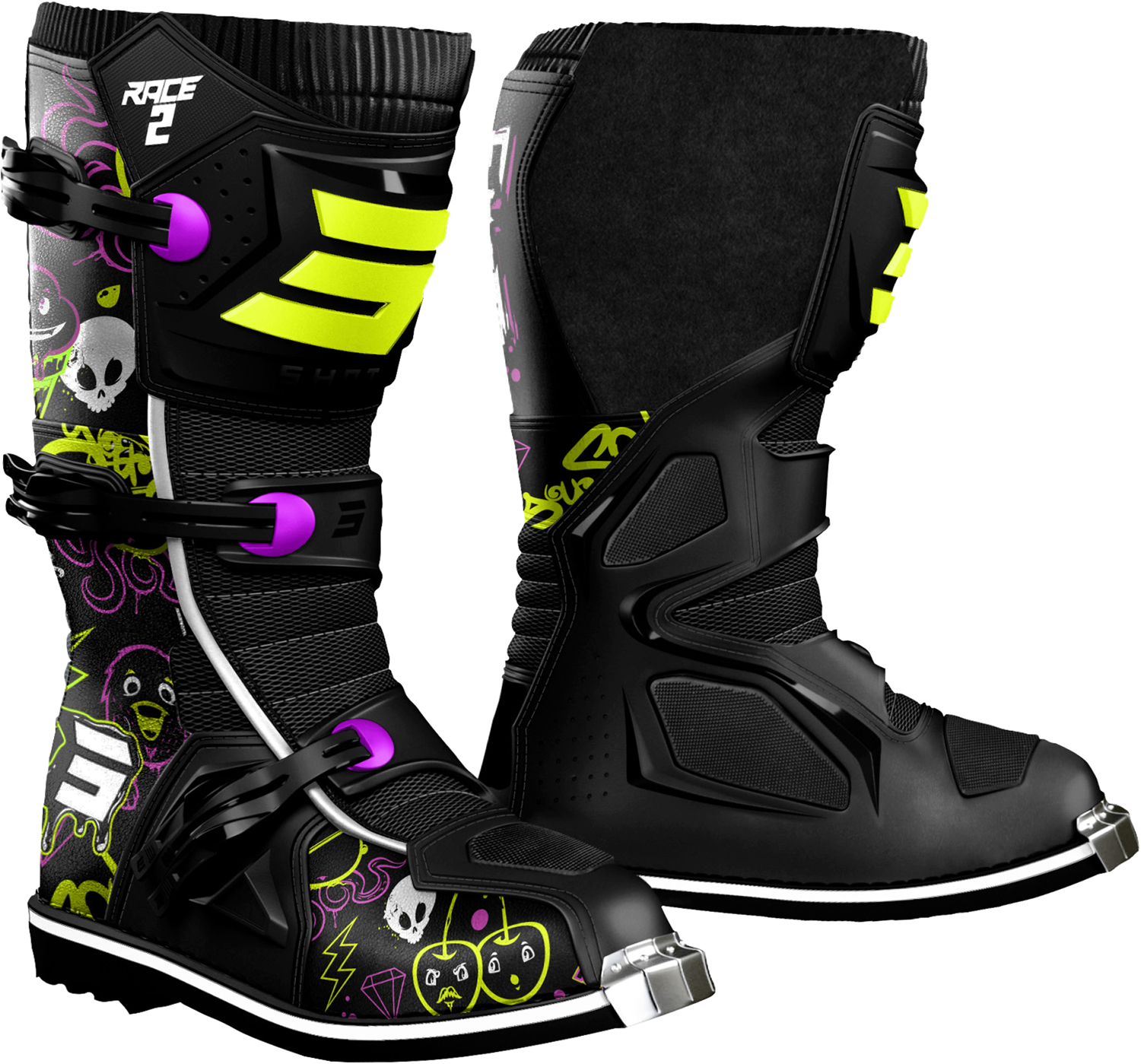 Botas Criança RACE 2 CARTOON Pretas SHOT 