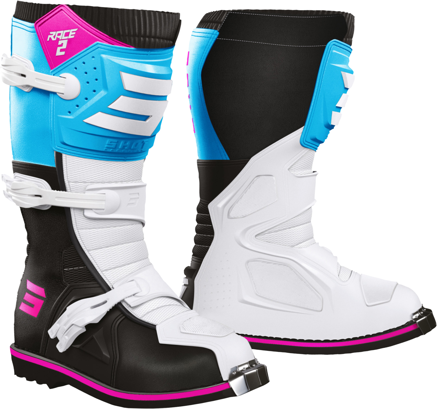 BOOTS RACE 2 KID WHITE_BLUE_PINK SHOT 