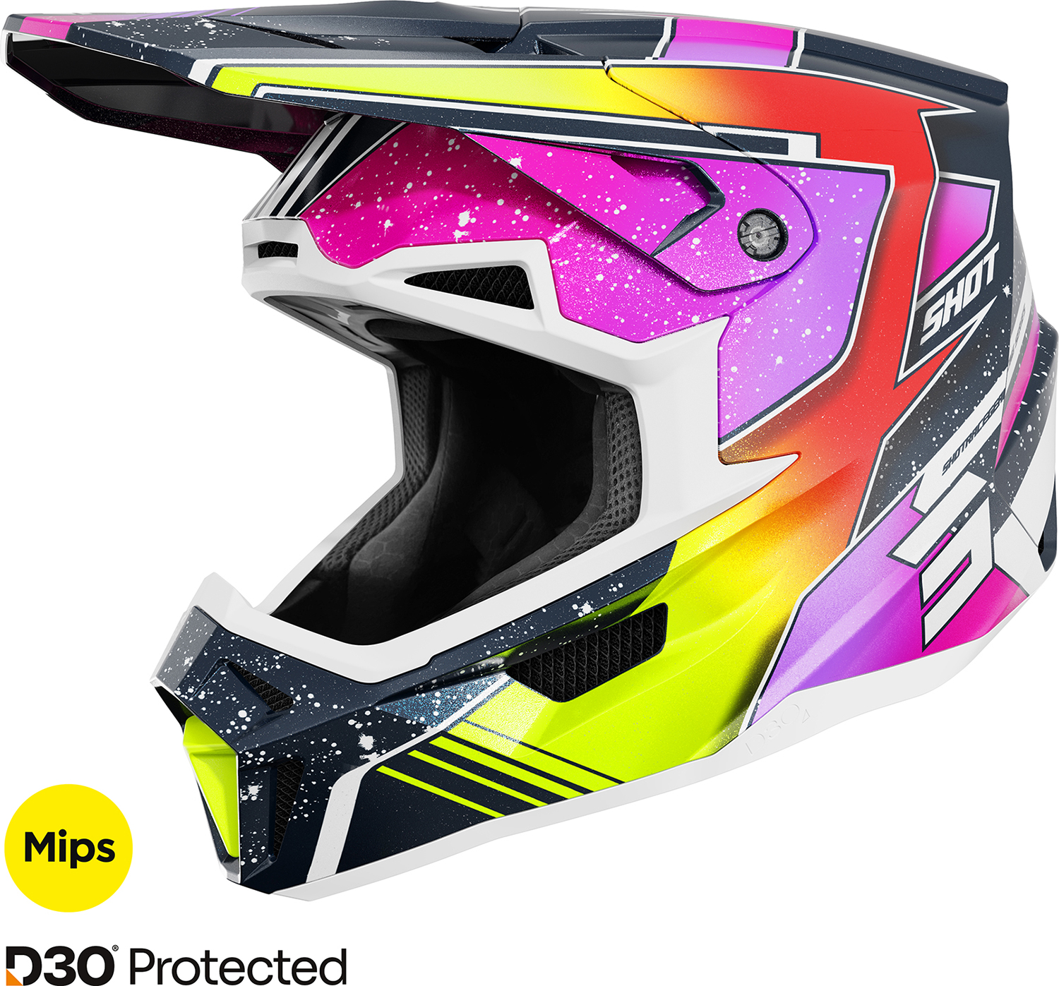 Capacete LITE RACING Azul / Amarelo Neon Pérola SHOT 