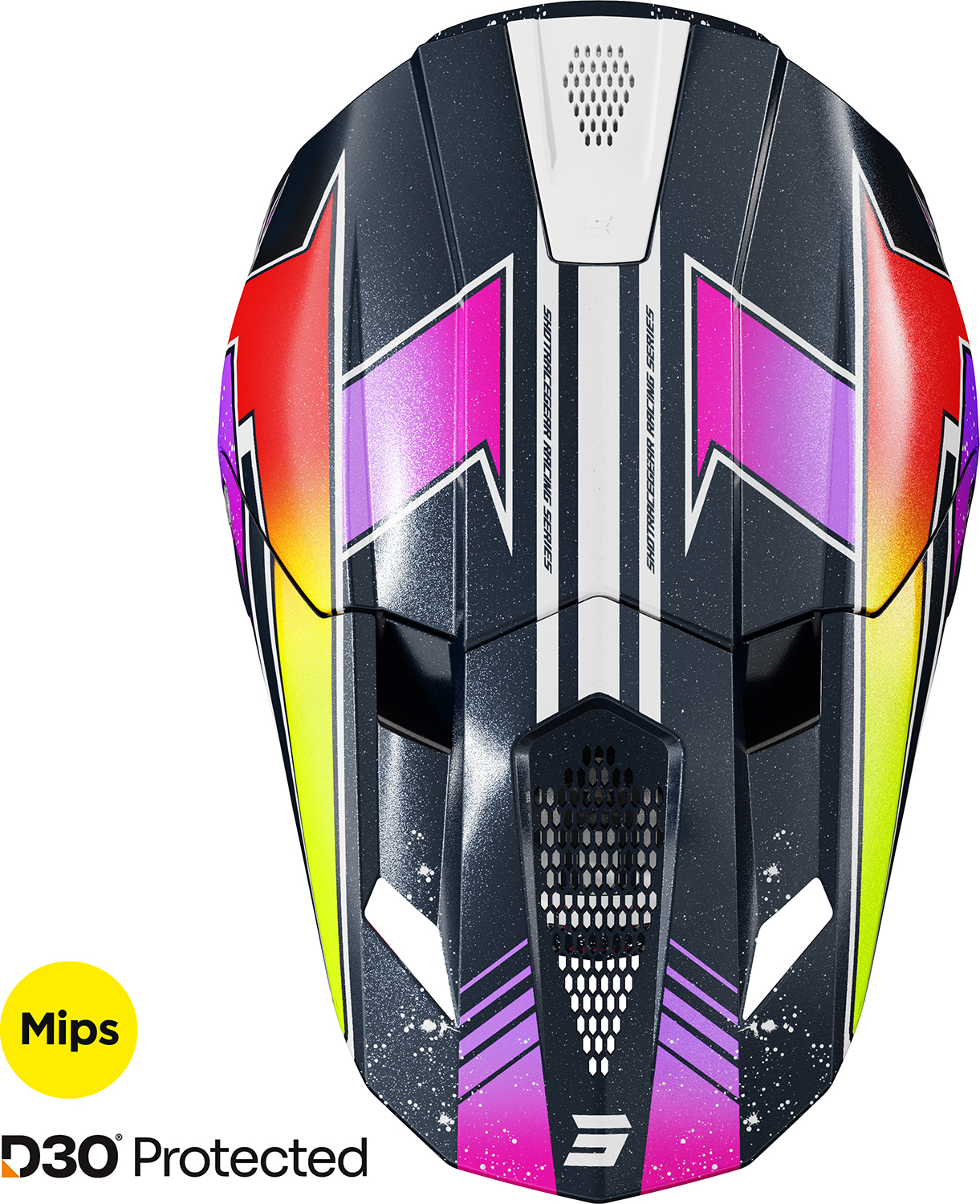 Capacete LITE RACING Azul / Amarelo Neon Pérola SHOT 