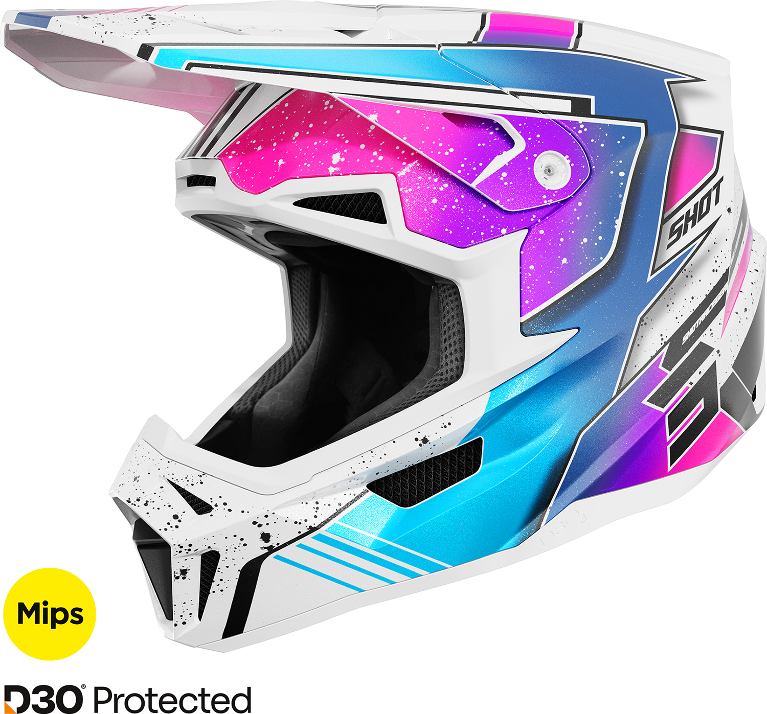 Capacete LITE RACING Branco / Rosa Pérola SHOT 