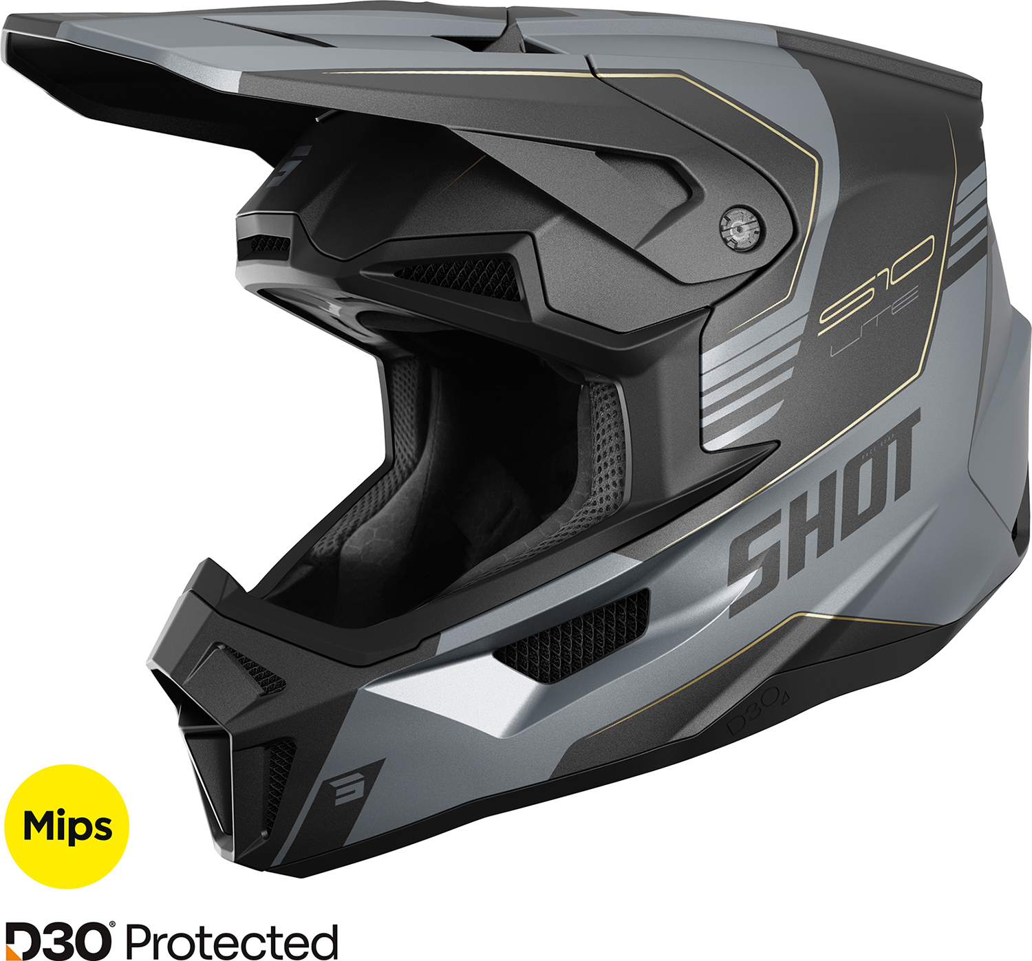Helmet LITE S10 Black / Grey Matt SHOT 