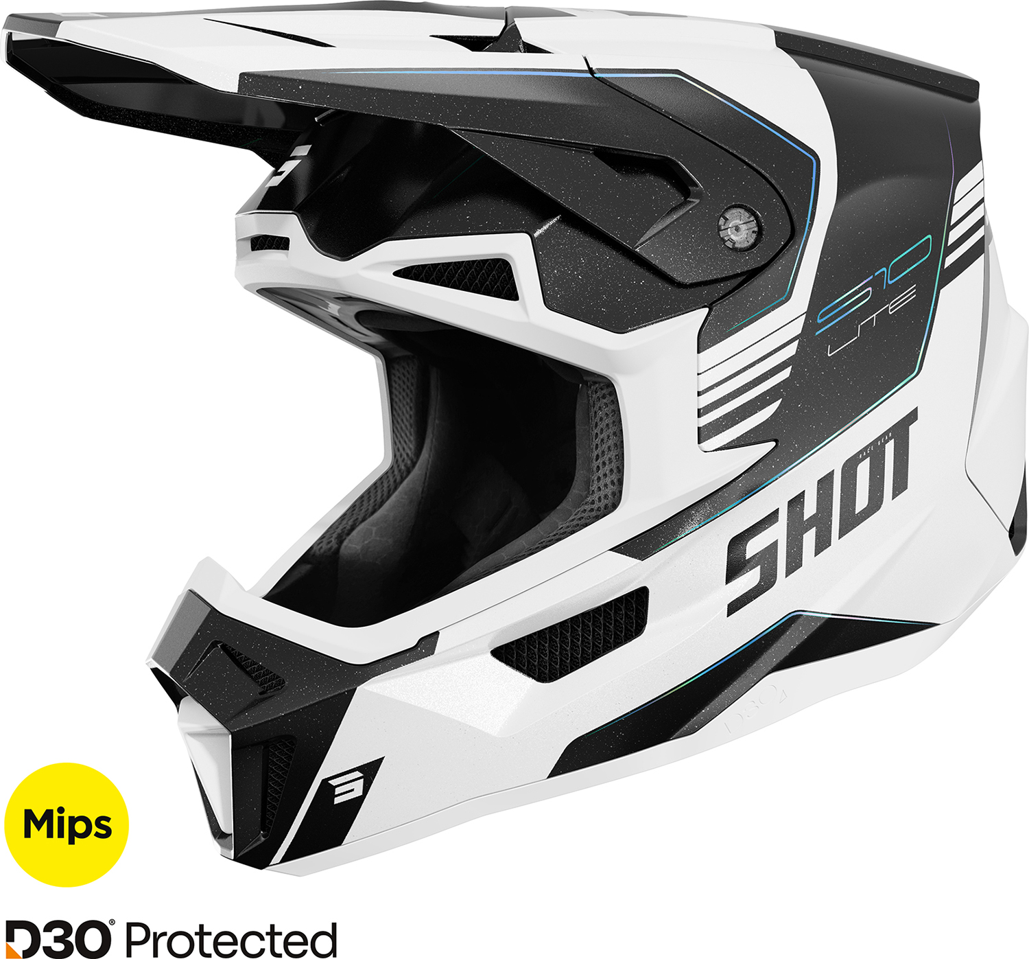 Capacete LITE S10 Holographic Pérola SHOT 