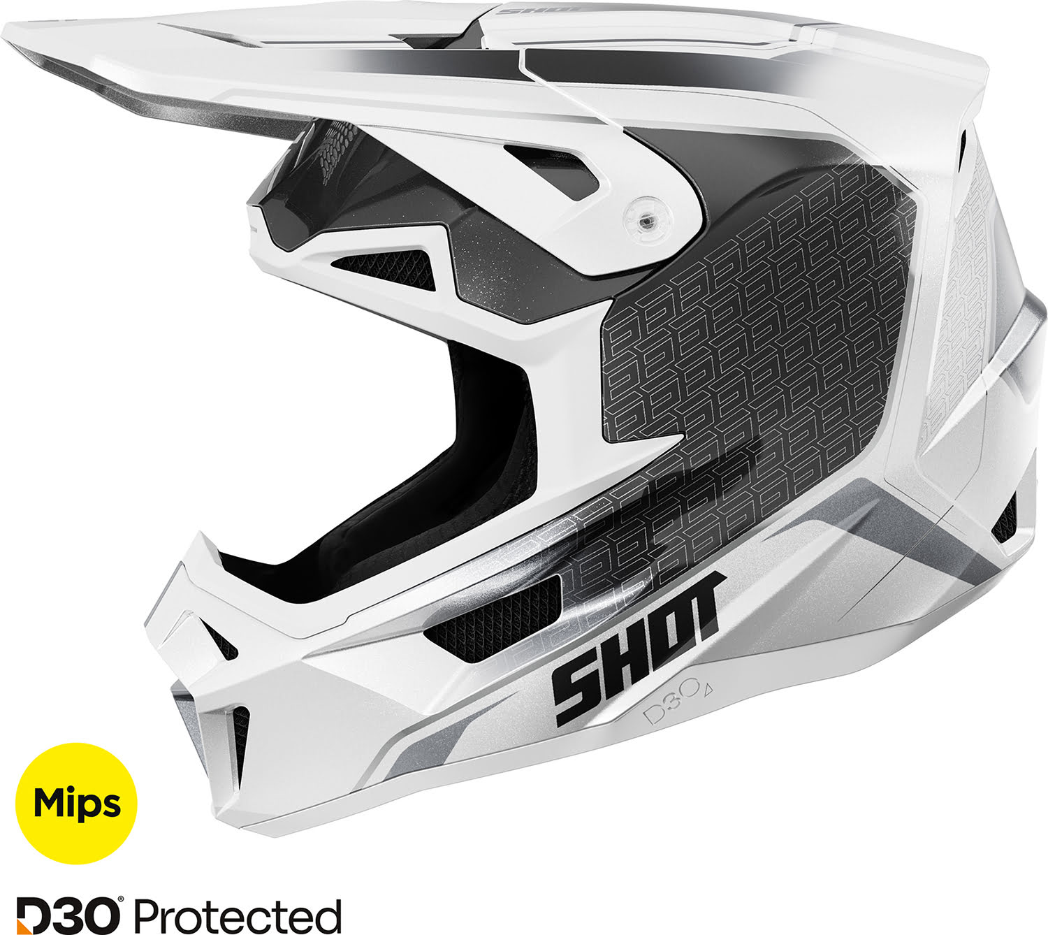 Capacete LITE CHALLENGER Preto / Branco Pérola SHOT 