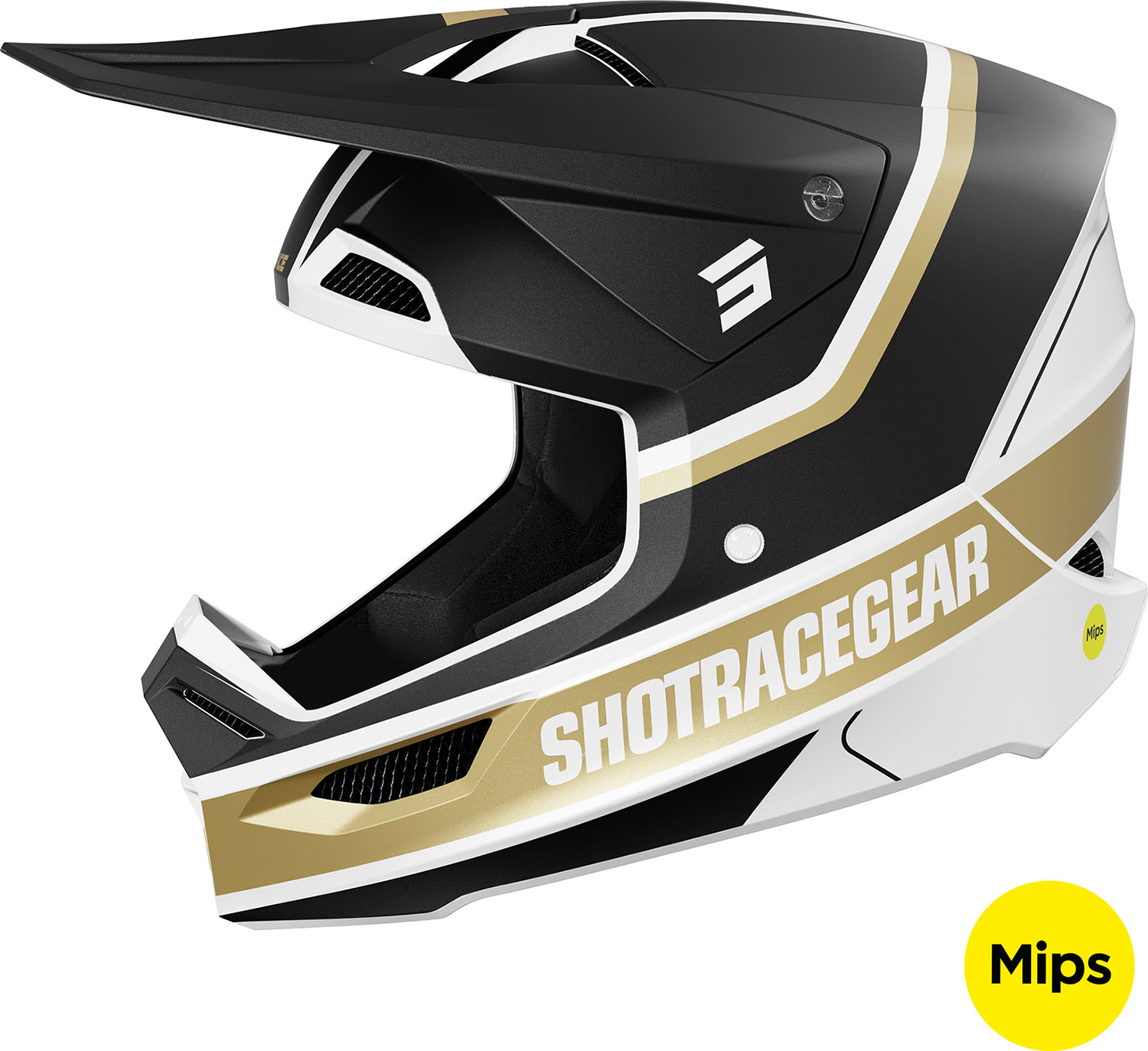 Capacete RACE MYTHIC Preto / Dourado Mate SHOT 