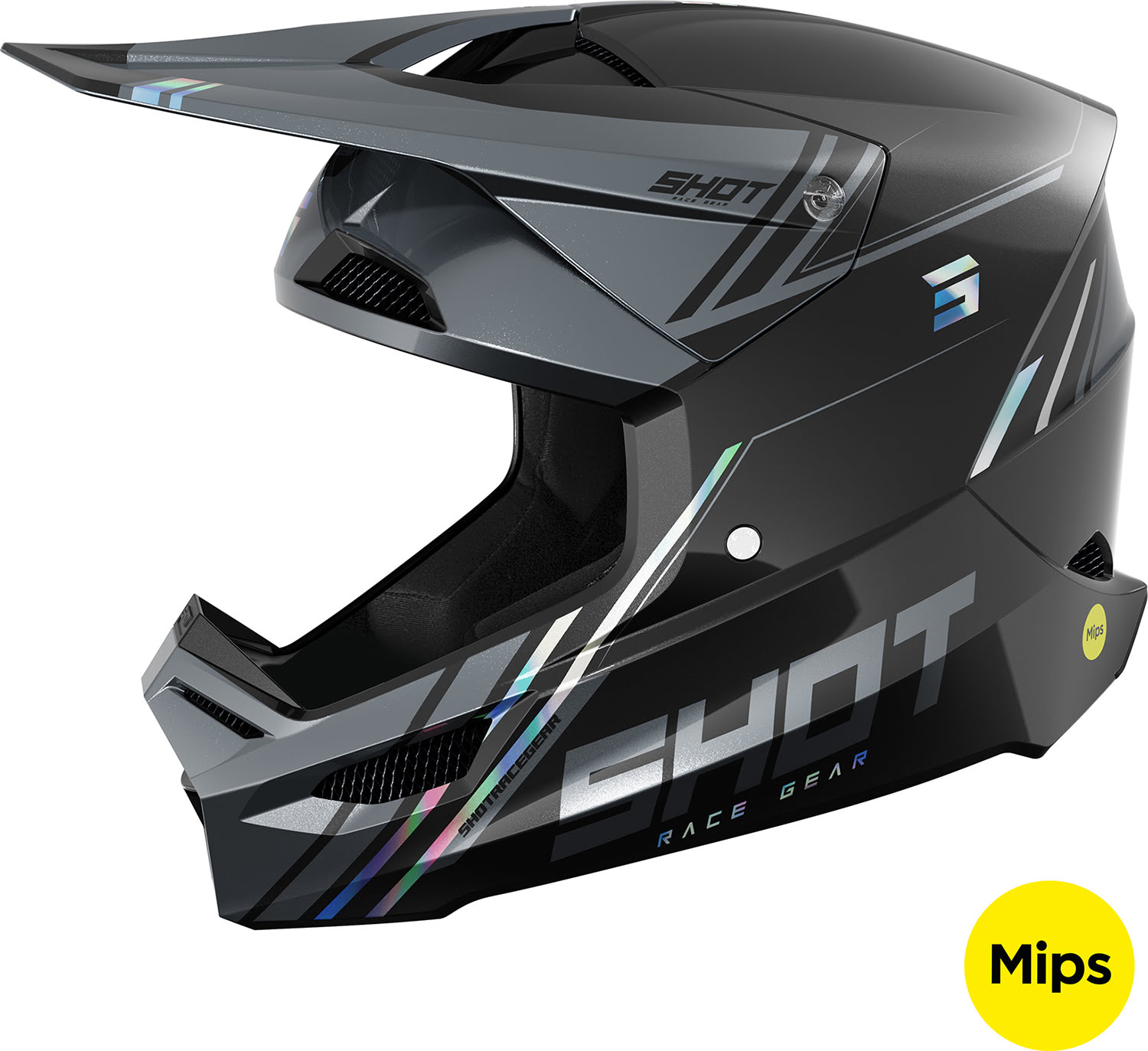Capacete RACE SPRINT Preto / Holographic Pérola XL SHOT 