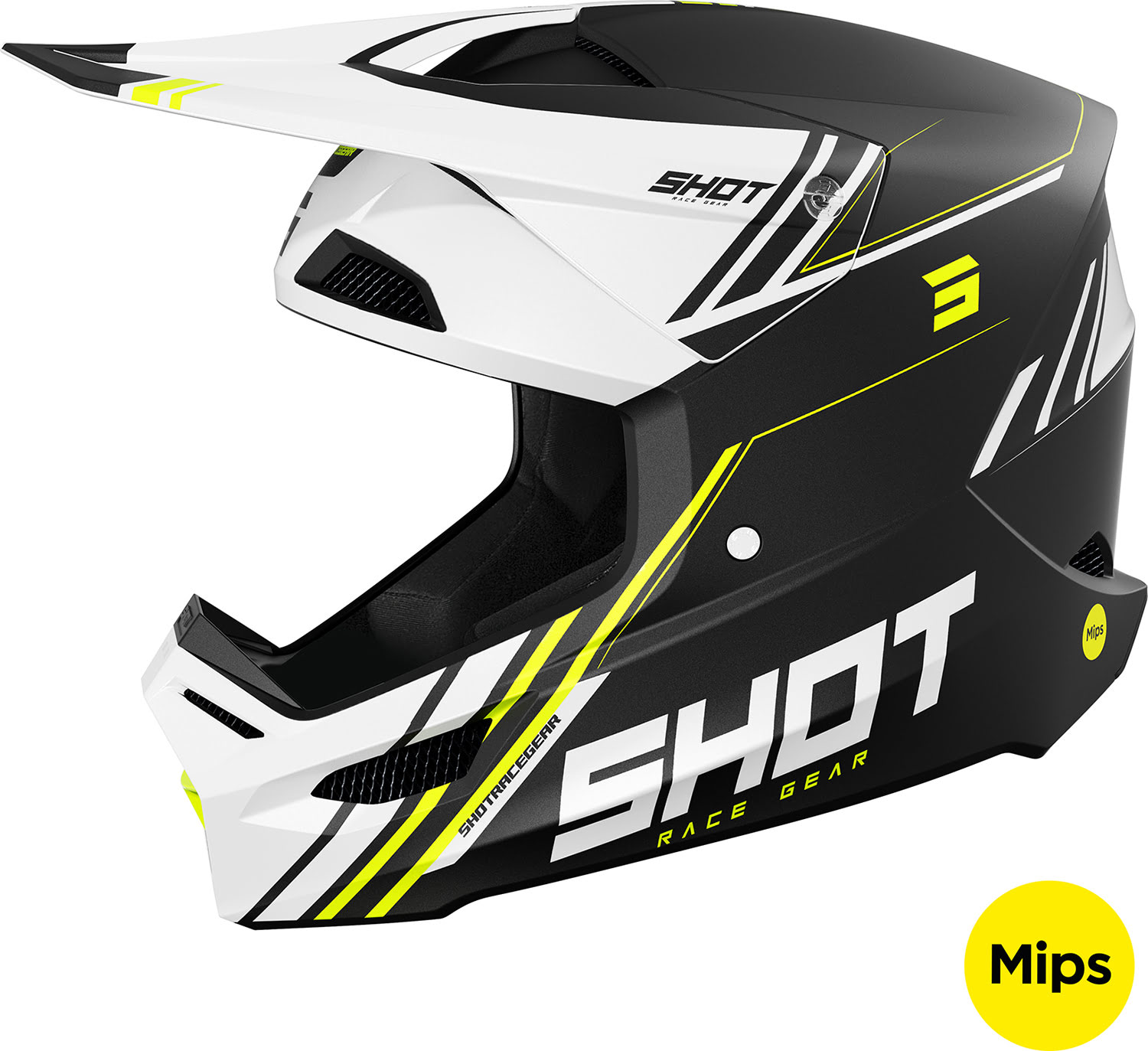 Capacete RACE SPRINT Preto / Amarelo Neon Mate SHOT 