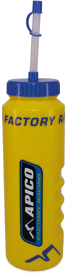 FACTORY RACING SPORTS DRINK BOTTLE WITH LONG STRAW - YELLOW / BLUE APICO 