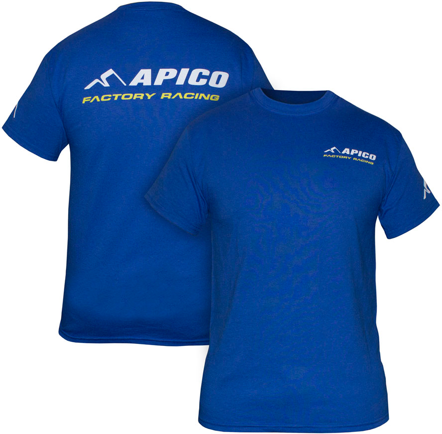 TEAM CREW NECK TEE SHIRT BLUE / WHITE / YELLOW MEDIUM APICO 