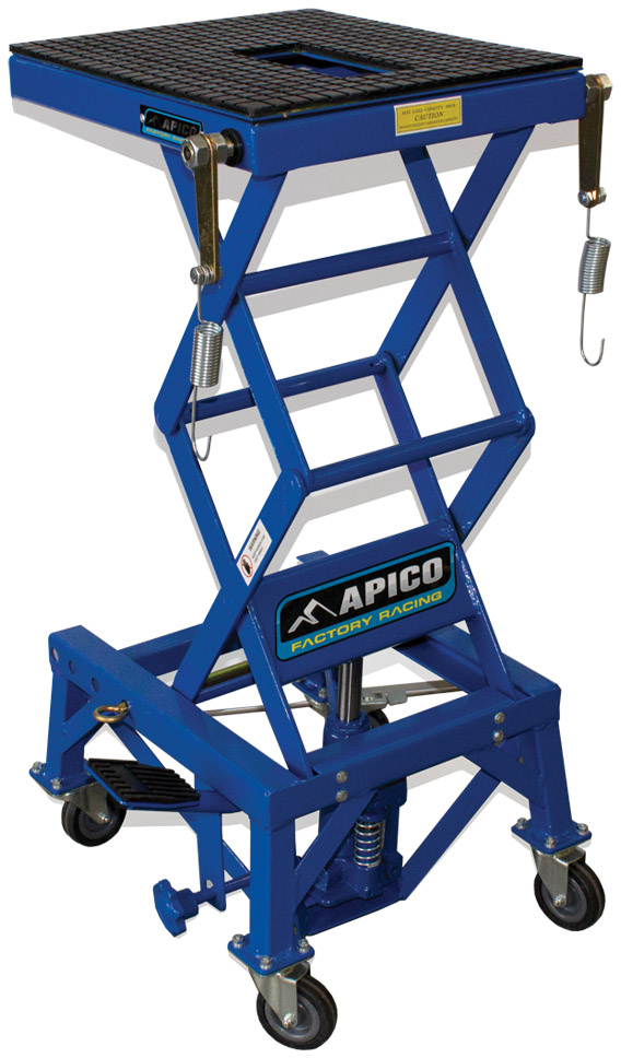 HYDRAULIC SCISSOR LIFT BIKE STAND BLUE (WITH WHEELS) APICO 