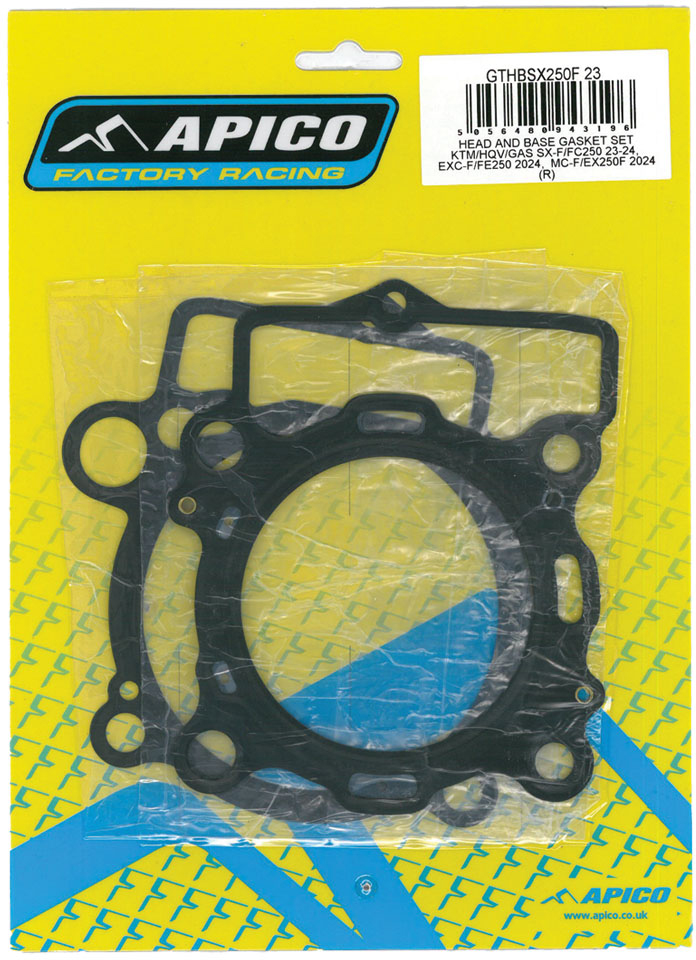 HEAD AND BASE GASKET SET KTM / HQV / GAS SX-F / FC250 23-24, EXC-F / FE250 2024, MC-F / EX250F 2024 APICO 