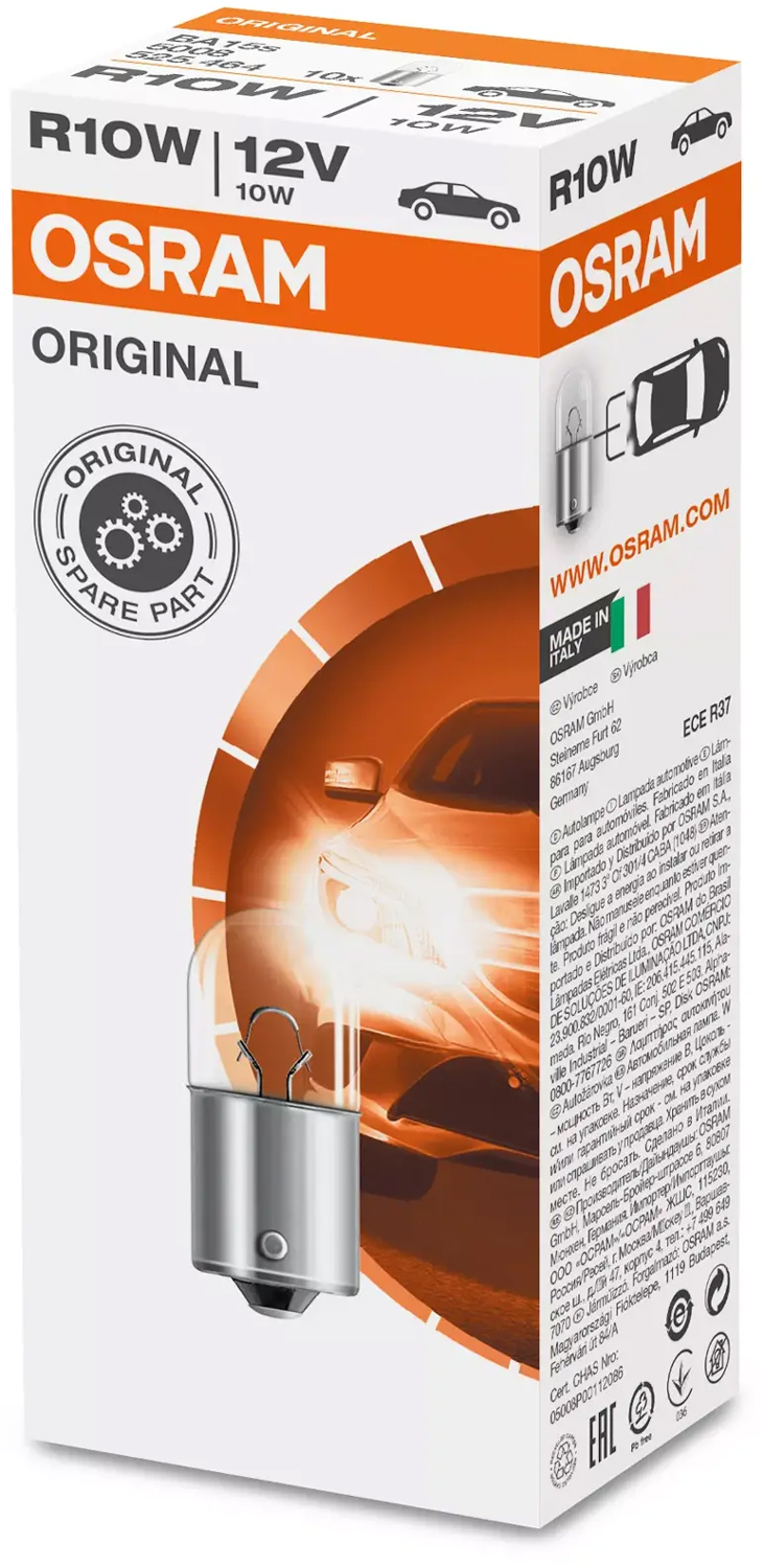 Lâmpada 12V R10W BA15s 10W original (caixa 10un) OSRAM 