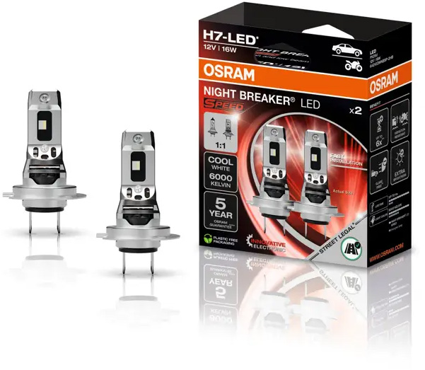 Lâmpada Led 12V H7 PX26d 16W NIGHT BREAKER SPEED 1550lm (2u) OSRAM 