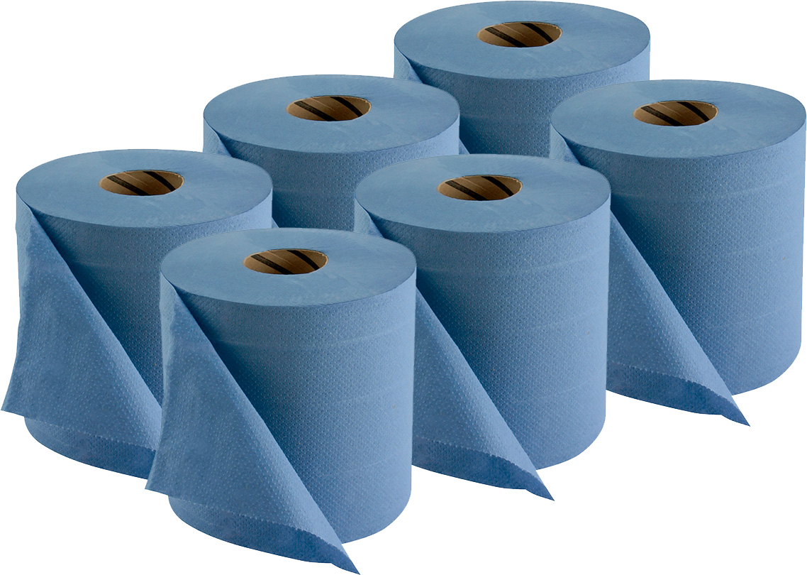 Rolo Papel Limpeza Pasta Azul Folha Dupla 379 Serv. (6un) RACEPRO 