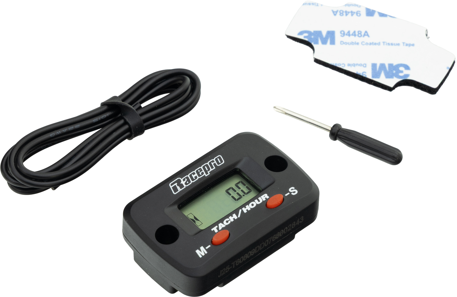 Contador de horas / RPM Preto (Bateria CR2032 Subs.) RACEPRO 