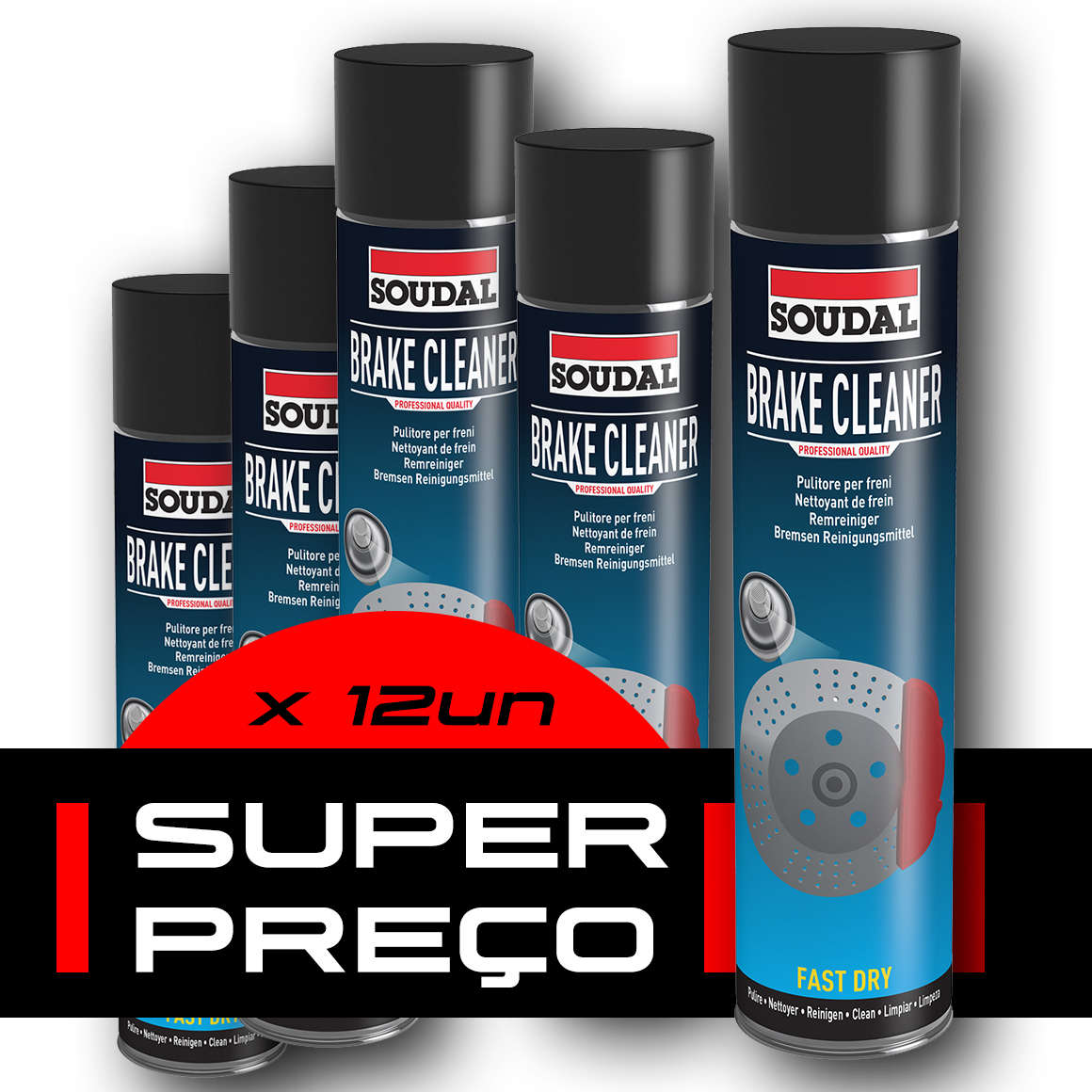 Limpeza de Travões Brake Cleaner 600 mL (Caixa de 12un) SOUDAL 