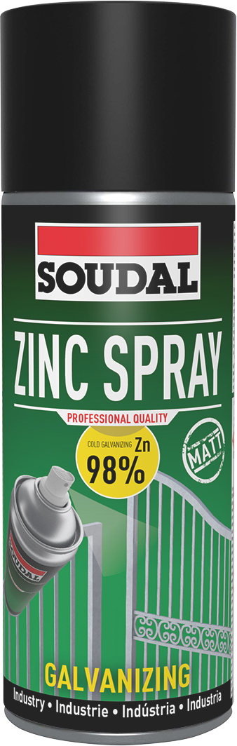 Tinta Spray Zinco Mate Escuro Premium 98% 400 mL SOUDAL 