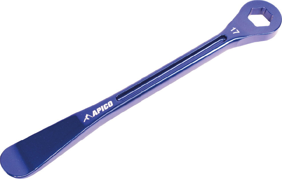 TYRE LEVER & AXLE WRENCH COMBINATION TOOL CNC ALUMINIUM 17MM BLUE APICO 
