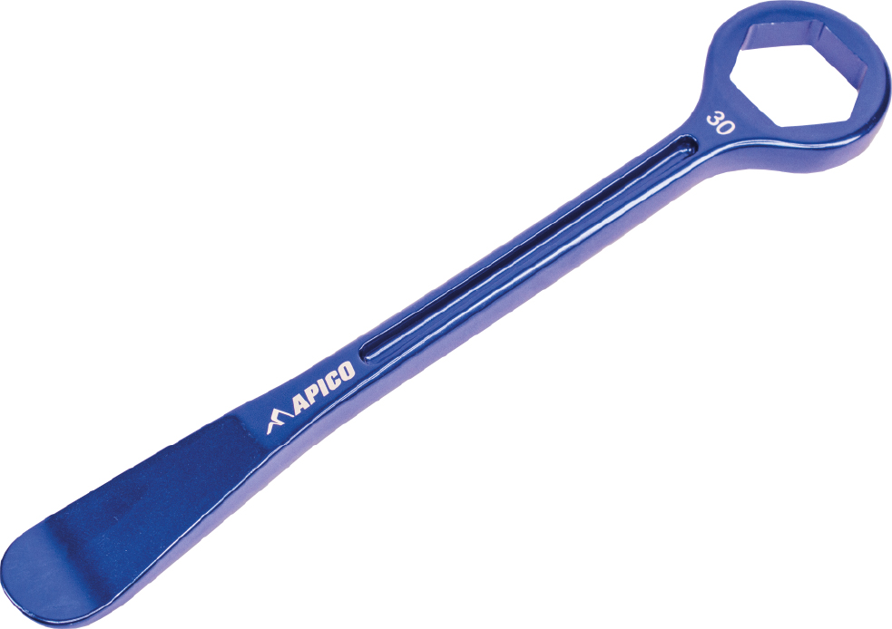 TYRE LEVER & AXLE WRENCH COMBINATION TOOL CNC ALUMINIUM 30MM BLUE APICO 